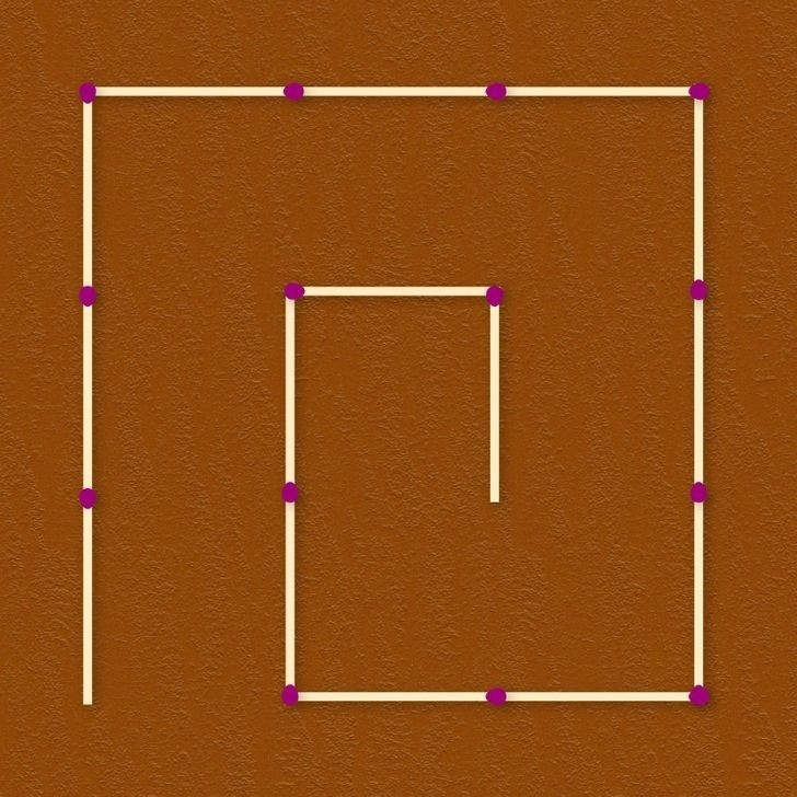 ۳ تا از چوب کبریت ها را طوری جا به جا کنید که از این شکل مارپیچ ۲ مربع به دست آید.