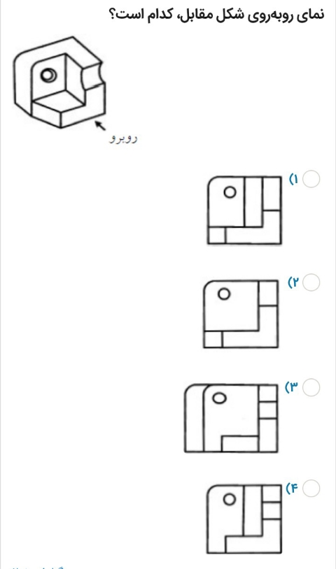 شکل مقابل از نمایی رو به رو کدام گزینه است؟